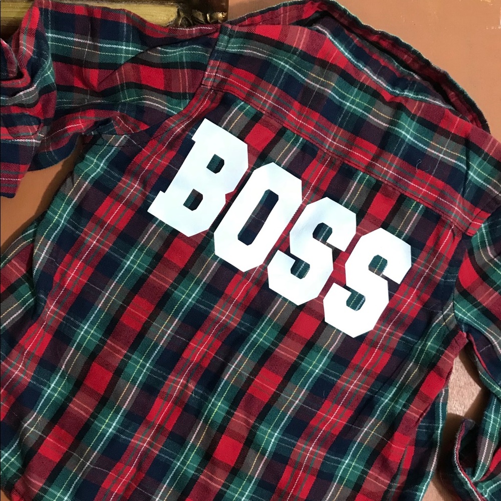 Vintage Wrangler Button Down with BOSS on Back